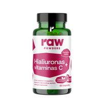 RAW POWDERS Hialuronas + vitaminas C, 60 kapsulių