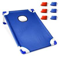 Portable Cornhole Game Set with 1 Durable Board & 6 Soft Bean Bags – Ideal for Yard Toss Games – Christmas and New Year Gifts mėlyna