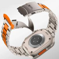 Juoda oranžinė apyrankė Apple Watch Ultra 49mm Series 10 46mm, prabangi vyriška apyrankė Series 9 8 7 6 5 4 SE 49mm 46mm 45mm 44mm 49mm 46mm 45mm 44mm sidabras