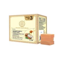 Khadi Natural Coconut Milk & Honey Soap Pack of 1 – Deeply Moisturizing Bathing Bar for All Skin Types 125g x 3