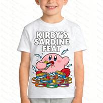Kids Kirby T-Shirt Cute Sardine Feat Casual Short Sleeve Breathable Tops Fashion Cartoon Game Tees for Boys Girls T-shirt 110