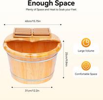 Wooden Foot Bath Spa with Massager Roller Solid Cedar Wood Bucket Tub with Lid & Massage Feet Soaking Basin for Home Office Use United States