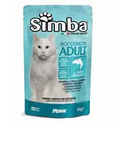 Simba konservai katėms gabaliukai padaže su upėtakiu ir menke, 24x100 g