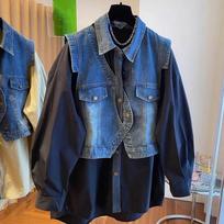 Women Patchwork Denim Shirt Blusas Mujer De Moda Casual Y2k Tops 4XL juoda