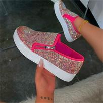 Women's Flat Side Zipper Casual Single Shoes Solid Color Low Top Plus Size Daily Shoes 43