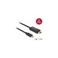 Adapteris AV Delock kabelis USB Type-Cª kištukas > HDMI kištukas (DP Alt režimas) 4K 60 Hz 1m Black | DE-85290