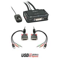 LINDY KVM Switch 2 Port DVI-D Single Link USB 2.0 Audio | 42341 | 4002888423410