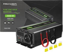 Keitiklis Qoltec Keitiklis įtampos Monolith | 1000W | 2000W | 24V į 230V | Grynas sinusas | 51938 | 5901878519388