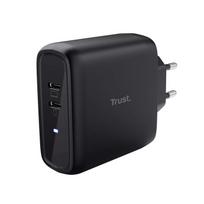 Įkroviklis Trust MAXO 65W, 2x USB-C, Black | 25380 | 8713439253801