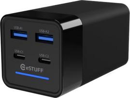 Įkroviklis eStuff eSTUFF ES635201 įkraunantiems nešiojamiems įrenginiams Nešiojamam kompiuteriui, Viedtālrunis, Planšetiniam kompiuteriui, Universalus Black Kintamosios srovės Vidinis | ES635201 | 5715063263129