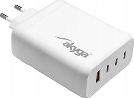 Įkroviklis Akyga USB Įkroviklis AK-CH-24 USB-A + 3x USB-C PD 5-28V / max. 5A 140W Quick Charge 3.0 GaN | AK-CH-24 | 5901720139368