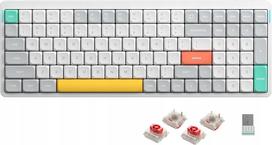 Klaviatūra Nuphy - Air96 V2 Belaidė Mechaninė Plona Klaviatūra Ionic White Red | 6976604913456 | 6976604913456