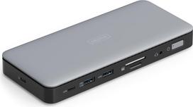 Stacja dokująca USB-C 11 portowa, max. 4K/60Hz z HDR, HDMI, DP, max. 3 monitory (MST), USB-C 3.2 Gen2, Gigabit Ethernet, SD/Micro SD, DC 150W | DA-70917 | 4016032497769