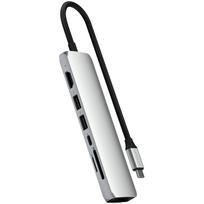 Satechi 7-w-1 USB-C Slim Multiport Adapter Ethernet (USB-C PD, 2x USB-A, HDMI 4K, Ethernet, czytnik kart micro/SD) (srebrny) | ST-P7SS | 810086361502