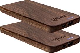 Powerbank InLine 2er ® medinė plokštė USB Powerbank 5.000mAh su LED ekranu natūrali mediena | 4043718336333 | 4043718336333