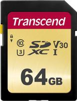 Atminties kortelė Transcend 500S SDXC 64GB Class 10 UHS-I/U3 V30 (TS64GSDC500S) | TS64GSDC500S | 0760557841173