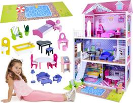 Jokomisiada DIDELIS medinis namelis lėlėms BARBIE su baldais (ZA2122) | ZA2122 | 5905258527086