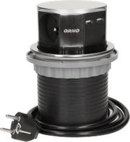 Orno Ištraukiama baldų elektros lizdas Ø10cm su USB įkrovikliu ir 1,5m kabeliu, 3x2P+Z, 2xUSB, INOX | OR-AE-1381 | 5901752489646