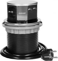 Orno Ištraukiama baldų lizdas Ø10cm su USB įkrovikliu ir 1,5m kabeliu, 3x2P+Z, 2xUSB, INOX, schuko | OR-AE-1381(GS) | 5900378655718
