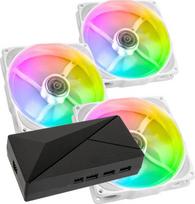 Ventiliatorius Noiseblocker NB-eLoop X B12-P ARGB White 3 vnt. + SilverStone CPL02-E hubas | LUBU-049