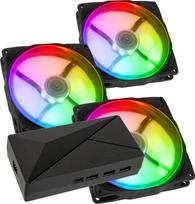 Ventiliatorius Noiseblocker NB-eLoop X B12-P ARGB Black 3 vnt. + SilverStone CPL02-E hubas | LUBU-048