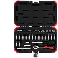 Gedore Red Steckschlüssel-Satz 1/4", 33-teilig (rot, mit Umschalt-Knarre, SW 4mm - 13mm) | 3300051 | 4060833000512