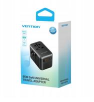 Adapter podróżny uniwersalny 65W Vention FJFB0 GaN 2xUSB-C 2xUSB-A (Black) | FJFB0 | 6922794784345
