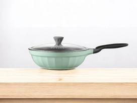 BUYDEEM Aliumininė keptuvė su nelimpančia danga ir stikline dangčiu 30 cm, modelis CP102, spalva Cozy Greenish | 6950386617252 | 6950386617252