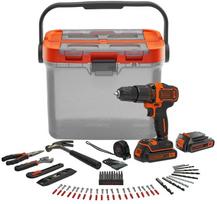Black+Decker Akku-Schlagbohrschrauber BCKSB04, 18Volt (orange/Black, 2x Li-Ionen Akku 1,5Ah, Aufbewahrungsbox, 78-teiliges Zubehör-Set) | BCKSB04-QW | 5035048751206