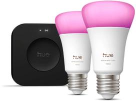 Philips Hue Starter Kit: Hue Bridge Pro + 2 E27, White and Color Ambiance, kompatibel mit gängigen Smart-Home-Assistenten | 8721103107619 | 8721103107619