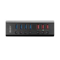 LINDY 4 Port USB 3.0 Hub mit 3 Schnellladeports | 43371 | 4002888433716