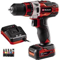 Akumuliatorinis gręžtuvas-suktuvas Einhell TE-CD 12/1 Li, 12 Volt (red/black, Li-Ion akumuliatorius 2Ah) | 4513590 | 4006825626483