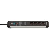 Brennenstuhl Premium-Protect-Line Steckdosenleiste 4-fach (Black/aluminium, 3 Meter, 60.000A Überspannungsschutz) | 1391010400 | 4007123677085