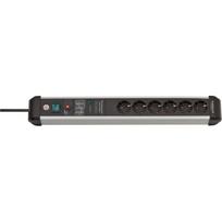 Brennenstuhl Premium-Protect-Line Steckdosenleiste 6-fach (Black/aluminium, 5 Meter, 60.000A Überspannungsschutz) | 1391010601 | 4007123677108