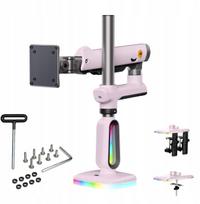 F7-XJ Sakura Pink RGB apšvietimas žaidimų stiprus stalo laikiklis dideliems monitoriams 32-60 colių | F7-XJ | 6943223117015