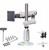 F7-XE Pearl White RGB apšvietimas Žaidimų stiprus stalo laikiklis dideliems monitoriams 32-60 colių | F7-XE | 6943223116971