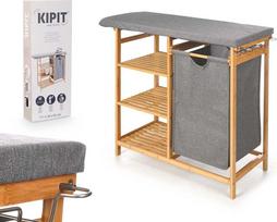 Kipit bambukinė spintelė su lyginimo lenta ir skalbinių krepšiu BAMY, 111 x 34 x 82 cm | 8430852997654 | 8430852997654
