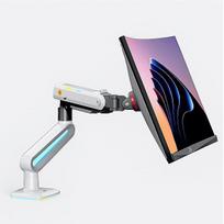 F6-XE Pearl White RGB apšvietimas žaidimų stiprus stalo laikiklis dideliems monitoriams 32-60 colių | F6-XE | 6943223116902
