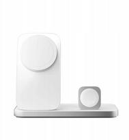 NOMAD Stand One Max - belaidė Qi2 įkroviklio stotelė, 25W, trims įrenginiams, suderinama su MagSafe, 4 gen. (silver) | NM014506858 | 856504014506