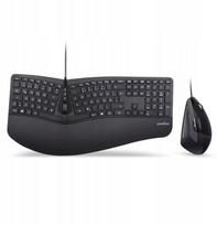 Klaviatūra + pelė Perixx Perixx PERIDUO-505B, vokiečių, laidinė USB ergonomiška padalinta klaviatūra ir vertikali pelė, black | 57215G | 4049571002620