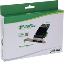 Tinklo plokštė InLine ® keturguba Gigabit tinklo plokštė 4x RJ45 1Gb/s PCIe x4 | 4043718341658 | 4043718341658