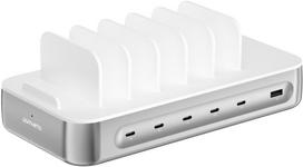 Įkrovimo stotelė 4smarts Team 100W 5xUSB-C su 6 laidų rinkiniu Silver | 4S541281 | 4252011912711