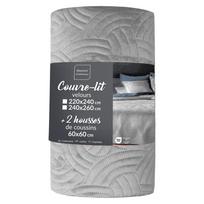 Pilkos spalvos iš velveto lovatiesės ir pagalvės užvalkalų rinkinys 240x260 cm Solange – douceur d'intérieur