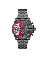 Dyzelio vyriškas kvarcinis chronografo laikrodis, 51 mm ciferblatas, nerūdijančio plieno apyrankė, tinkamas oficialioms progoms DZ4600 pilka spalva/raudona