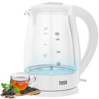 Teesa cordless electric kettle, glass, white, 2200W, 1.7L