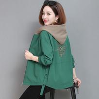 Loose Jacket Women Casual Pocket Long Sleeve Windbreaker Women Zipper Up Hooded Coats Ladies Spring Autumn Plus Size XXXXL raudona