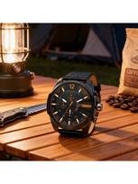 Meg Chief Classic Casual Men's Quartz Watch DZ4291 51mm Black Round Dial and Leather Strap Watch juoda