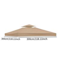 Canopy Top Cover with Air Vent Gazebo Roof Shelter Tarp Canopy Replacement Outdoor Sunshade Shelter Rain Tarp Umbrella Cover chaki