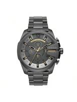 Dyzelio vyriškas kvarcinis chronografo laikrodis, 51 mm ciferblatas, nerūdijančio plieno apyrankė, tinkamas oficialioms progoms DZ4466 tamsiai pilka spalva