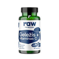 RAW POWDERS Bioaktyvi geležis su vitaminu C, 90 kapsulių